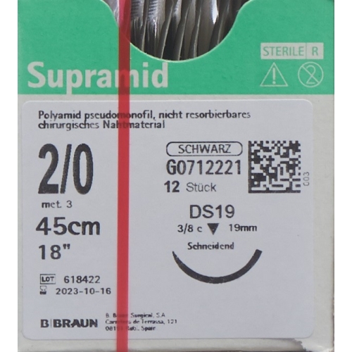 Supramid 45cm Dose 19 2-0 Schwarz 12 Stück buy online