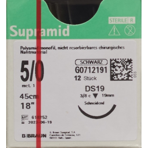 Supramid 45cm Dose 19 5-0 Schwarz 12 Stück buy online