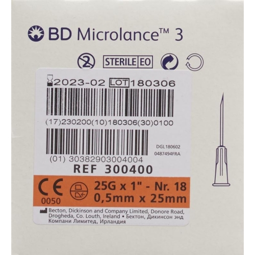 BD Microlance 3 Injektionskanülen 0.5mm x 25mm Orange 100 Stück buy online