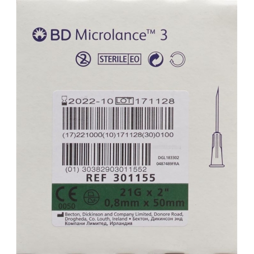 BD Microlance 3 Injektionskanülen 0.8mm x 50mm Grün 100 Stück buy online