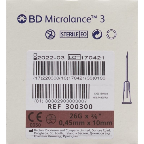 BD Microlance 3 Injektionskanüle 0.45x10mm Braun 100 X buy online