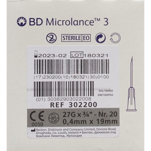 BD Microlance 3 Injektionskanülen 0.4mm x 19mm Grau 100 Stück buy online