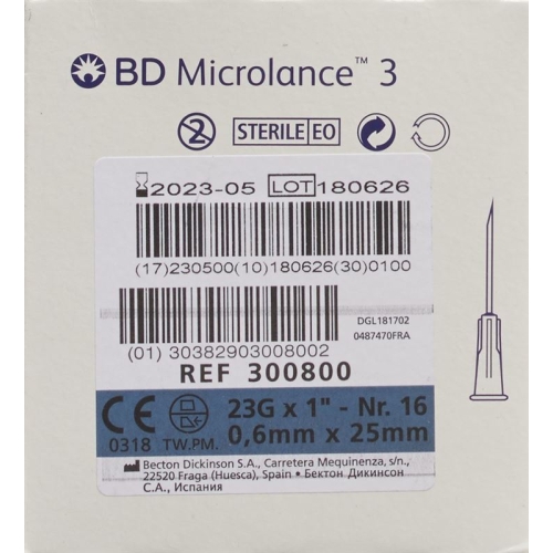 BD Microlance 3 Injektionskanüle 0.6mmx25mm Blau 100 Stück buy online