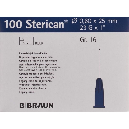 Sterican Nadel 23g 0.60x25mm Blau Luer 100 Stück buy online