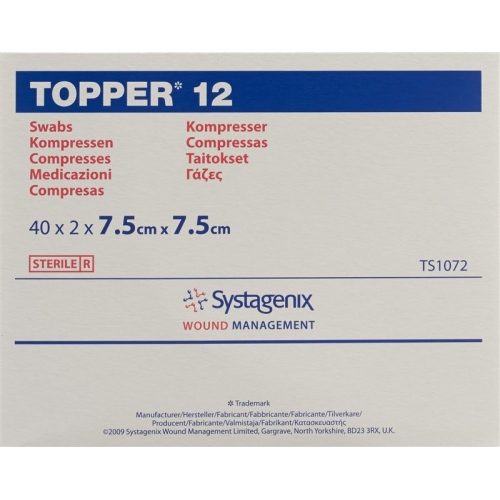 Topper 12 Einmal-Kompressen 7.5x7.5cm Steril 40 Beutel à 2 Stück buy online