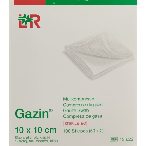 Gazin Mullkompresse 10x10cm 8-fach Steril 50x 2 Stück buy online