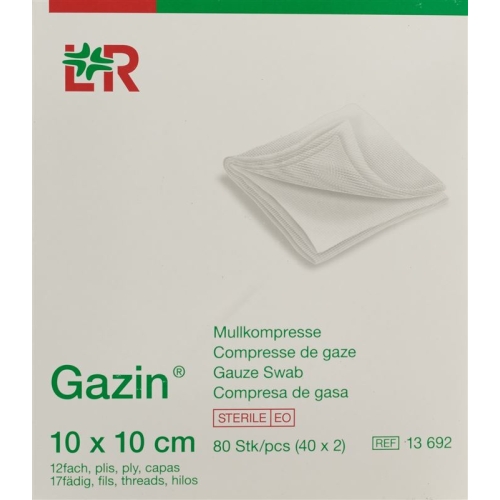 Gazin Mullkompresse 10x10cm 12-fach Steril 40x 2 Stück buy online