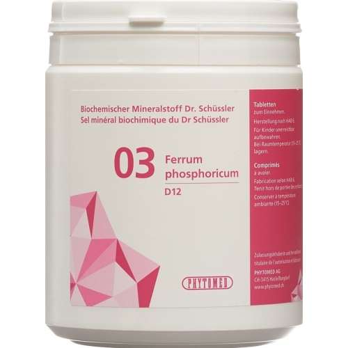 Phytomed Schüssler Nr. 3 Ferr Pho Tabletten D 12 500g buy online