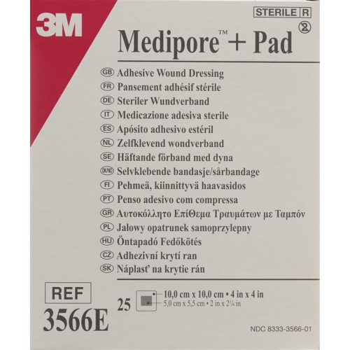 3M Medipore + Pad 10x10cm / Wundkissen 5x5.5cm 25 Stück buy online