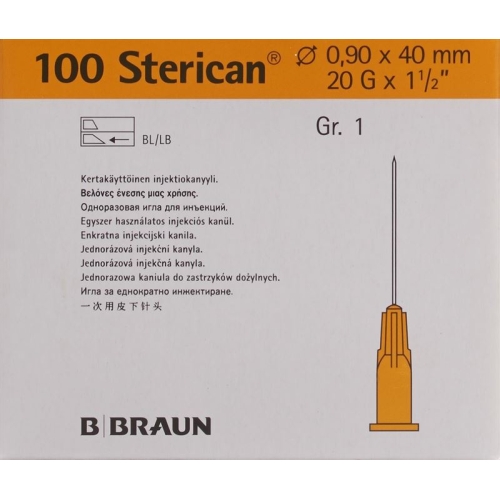 Sterican Nadel 20g 0.90x40mm Gelb Luer 100 Stück buy online