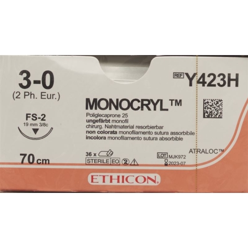 Monocryl 70cm Ungefaerbt 3-0 Fs-2 36 Stück Y423h buy online