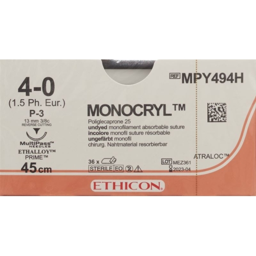 Monocryl 45cm Ungefaerbt 4-0 P-3 Multip 36 Stück buy online