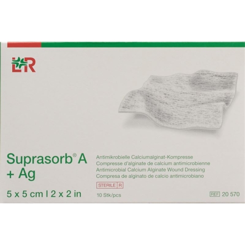 Suprasorb A + Ag Calciumalginat Kompresse 5x5cm Steril 10 Stück buy online