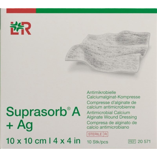 Suprasorb A + Ag Calciumalginat Kompresse 10x10cm Steril 10 Stück buy online