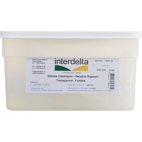 Gelatine Kapseln 00 Transparent Interdelta 500 Stück buy online