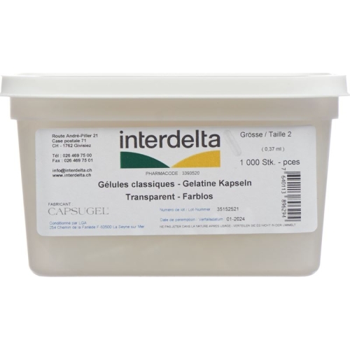 Gelatine Kapseln 2 Transparent Interdelta 1000 Stück buy online