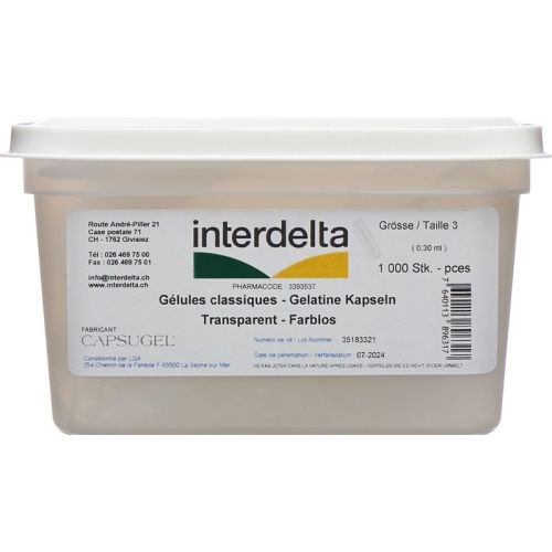 Interdelta Gelatine Kapseln 3 Transparent 1000 Stück buy online