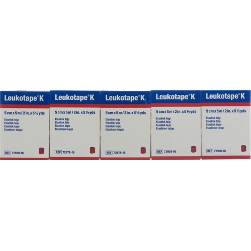 Leukotape K Pflasterbinde 5mx5cm Rot 5 Stück buy online