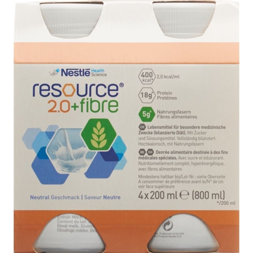 Resource 2.0 Fibre Drink Neutral 4x 200ml buy online