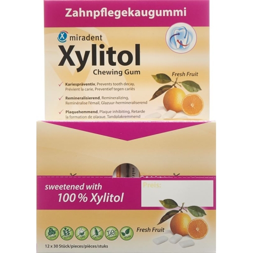 Miradent Xylitol Zahnpflege Kaugummi Fru 12x 30 Stück buy online