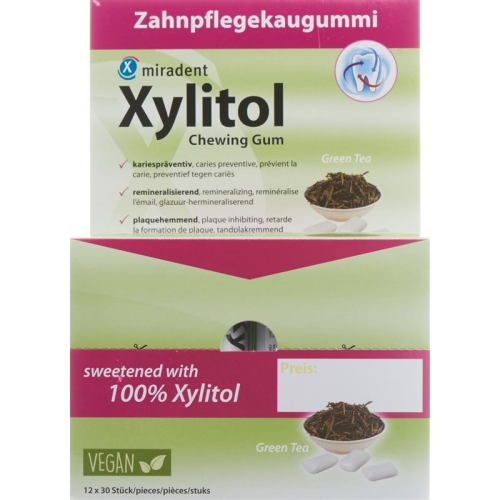 Miradent Xylitol Zahnpflege Kaugummi Gr Tee 12x 30 Stück buy online