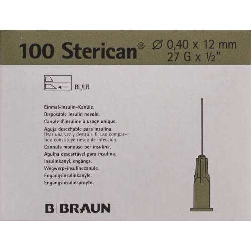 Sterican Nadel 27g 0.40x12mm Grau Luer 100 Stück buy online