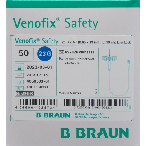 Venofix Safety 23g 0.65x19mm Blau Schl30cm 50 Stück buy online