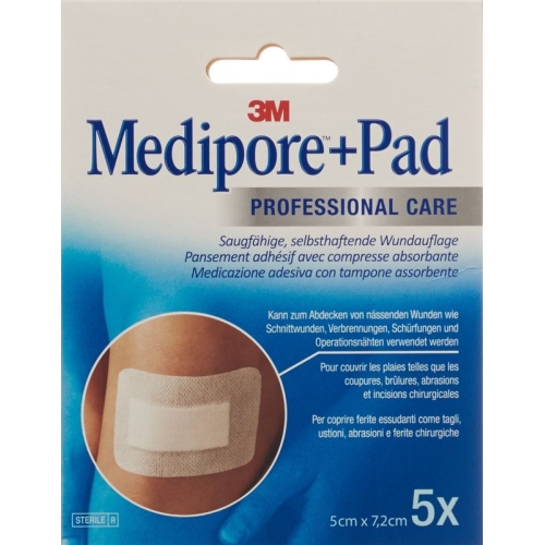 3M Medipore + Pad 5x7.2cm / Wundkissen 2.8x3.8cm 5 Stück buy online