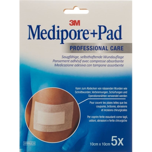 3M Medipore + Pad 10x10cm / Wundkissen 5x5.5cm 5 Stück buy online