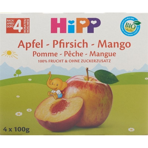 Hipp Frucht Pause Apfel-pfirsich-mango 4x 100g buy online