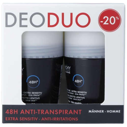 Vichy DeoDuo Homme Anti-Transpirant 48H Extra Sensitiv Roll-On 2x 50m buy online