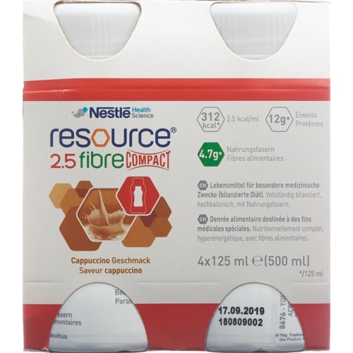 Resource 2.5 Fibre Compact Drink Cappuccino 4x 125ml buy online