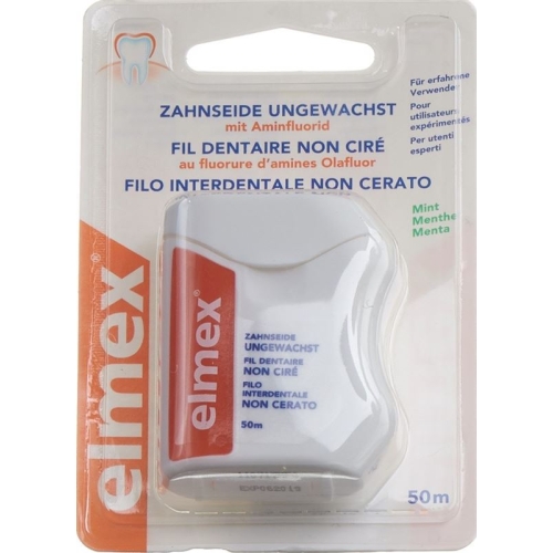 elmex dental floss 50m unwaxed buy online