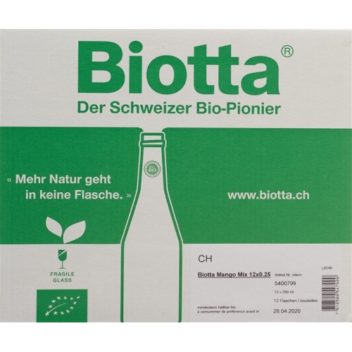 Biotta Mango Mix Organic 12 bottles 250 ml buy online