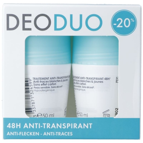 Vichy DeoDuo Anti-Transpirant 48H Roll-On Anti Weisse und Gelbliche Flecken 2x 50ml buy online