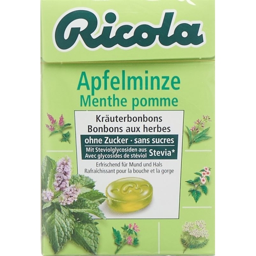 Ricola apple mint candy without sugar with stevia Box 50 g buy online