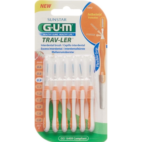 GUM SUNSTAR Proxabrush Trav-Ler ISO 2 0.9mm cylindric orange 6 pcs buy online