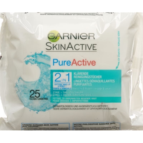 Garnier Skin Naturals Pure Active clarifying cleaning cloths Duo 2 x 25 pcs buy online