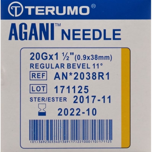 Terumo Agani disposable cannula 20G 0.9x38mm yellow 100 pcs buy online