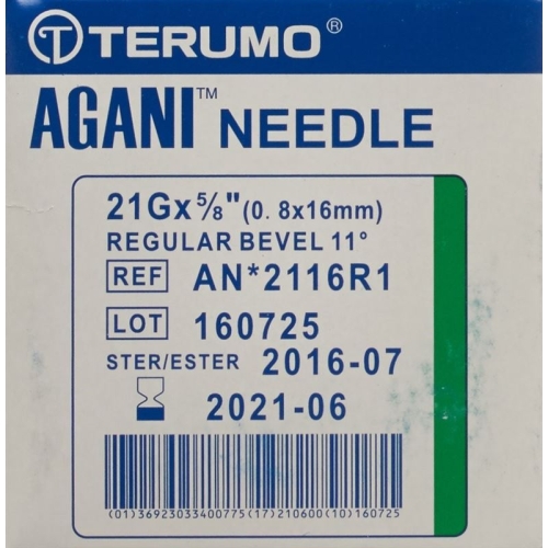 Terumo Agani disposable cannula 21G 0.8x16mm green 100 pcs buy online