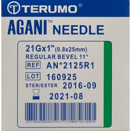 Terumo Agani disposable cannula 21G 0.8x25mm green 100 pcs buy online