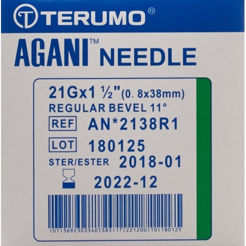 Terumo Agani disposable cannula 21G 0.8x38mm green 100 pcs buy online