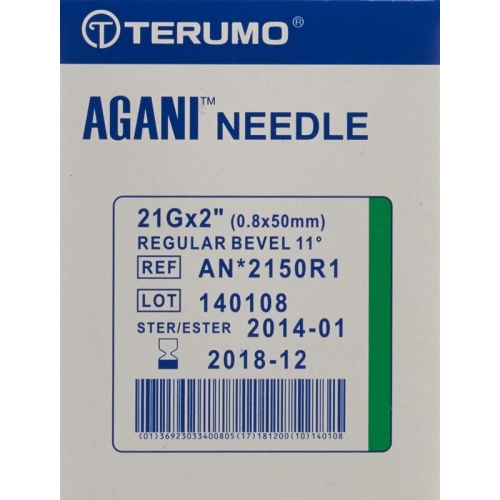 Terumo Agani disposable cannula 21G 0.8x50mm green 100 pcs buy online