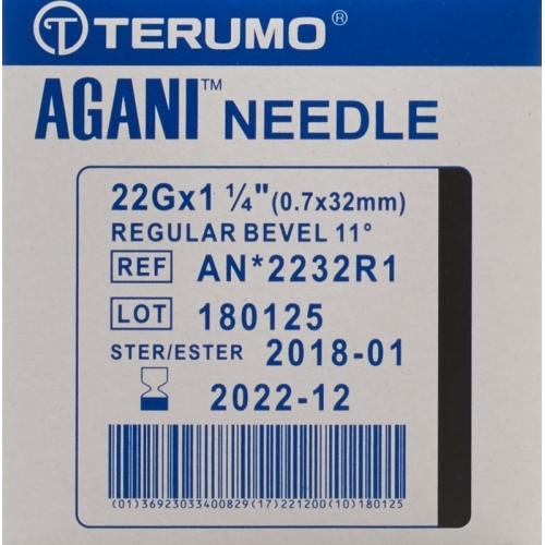 Terumo Agani disposable cannula 22G 0.7x32mm black 100 pcs buy online