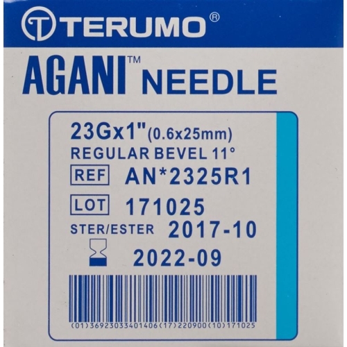 Terumo Agani disposable cannula 23G 0.6x25mm blue 100 pcs buy online