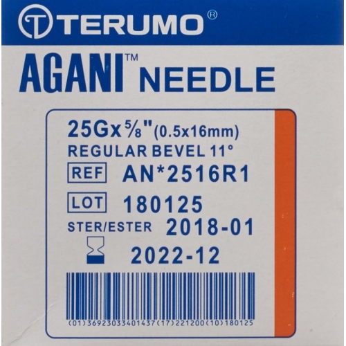 Terumo Agani disposable cannula 25G 0.5x16mm orange 100 pcs buy online