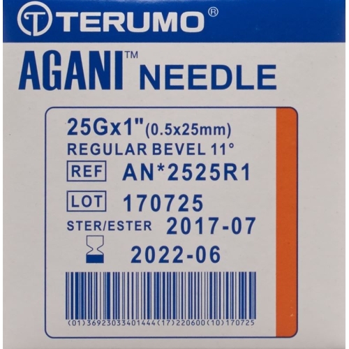 Terumo Agani disposable cannula 25G 0.5x25mm orange 100 pcs buy online