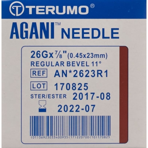 Terumo Agani disposable cannula 26G 0.45x23mm brown 100 pcs buy online