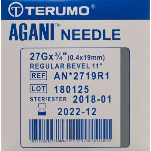 Terumo Agani disposable cannula 27G 0.4x19mm gray 100 pcs buy online