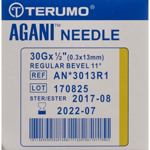 Terumo Agani disposable cannula 30G 0.3x13mm yellow 100 pcs buy online